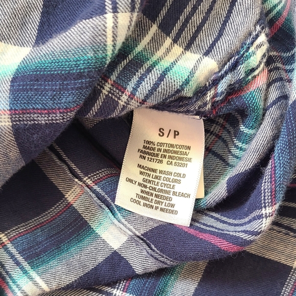 Aeropostale Navy Blue Plaid Button-Up Shirt For Women - Picture 8 of 10